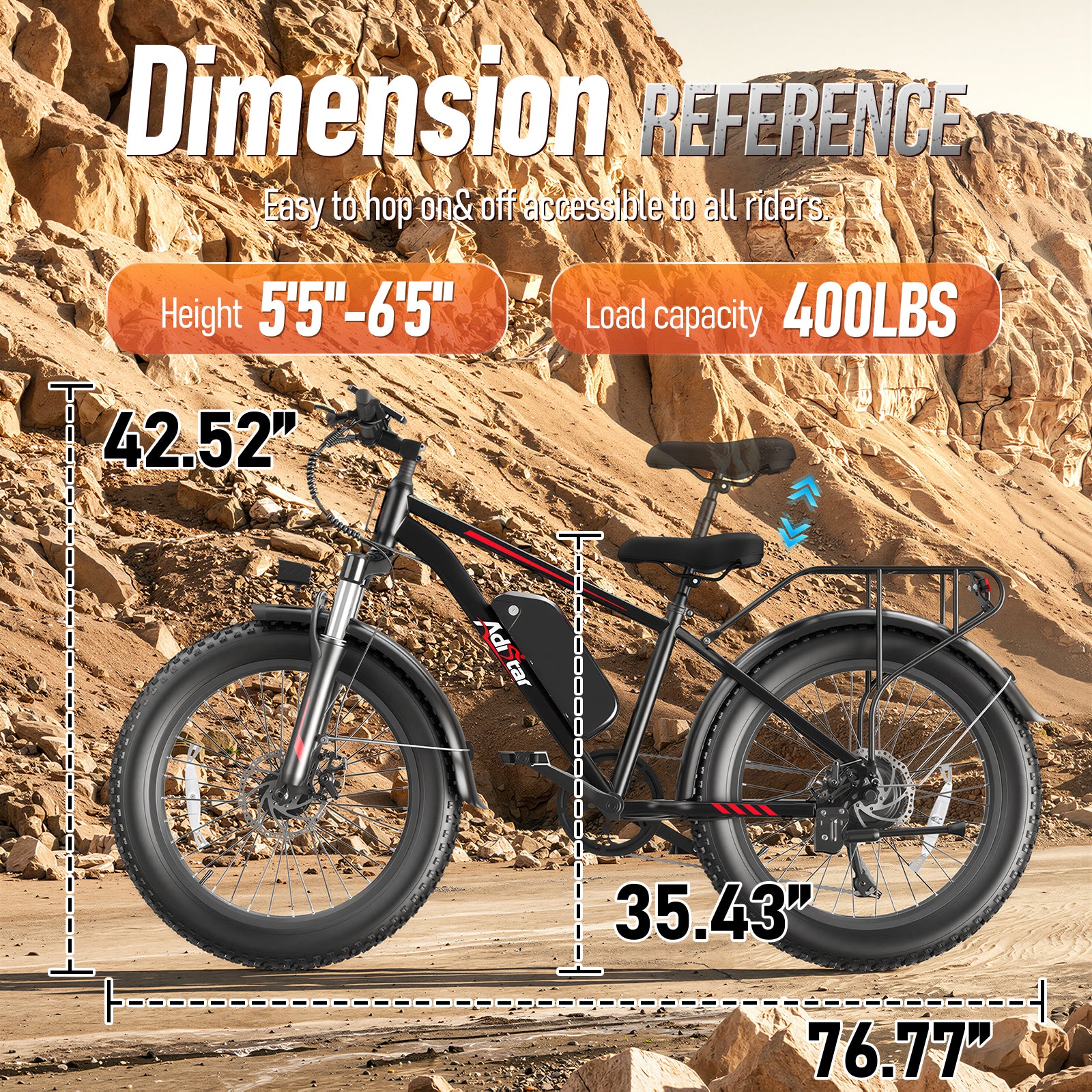 Eilleo adistar F26 26" × 4.0" Fat Tire Mountain Bike