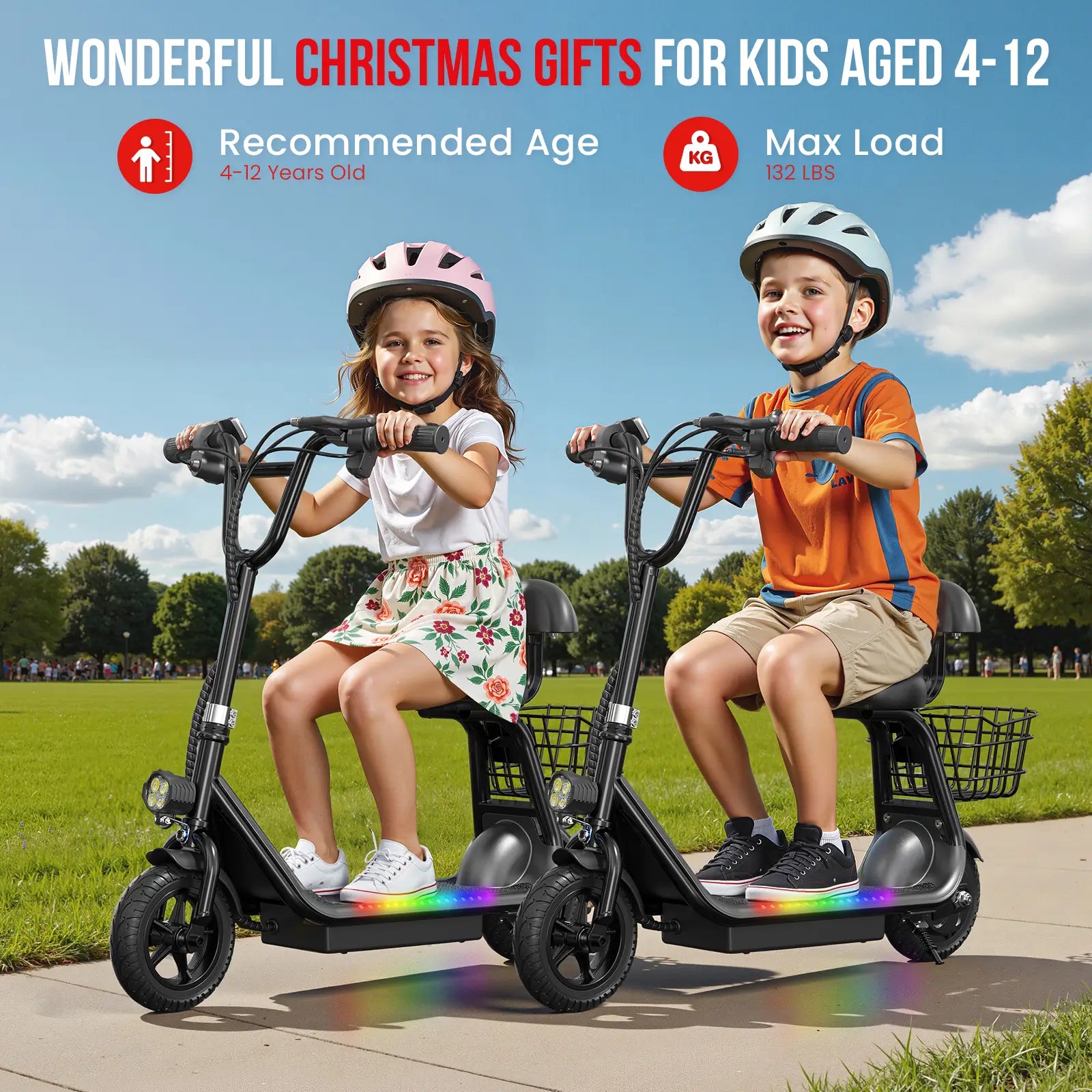 EILLEO Q1 Electric Scooter for Kids with Seat