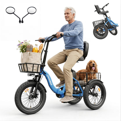 Eilleo Spacewalk U100 18" Folding Electric Trike with Rear Basket