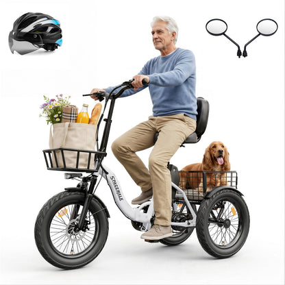 Eilleo Spacewalk U100 18" Folding Electric Trike with Rear Basket