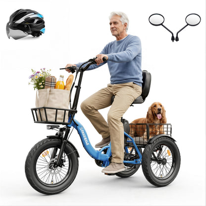 Eilleo Spacewalk U100 18" Folding Electric Trike with Rear Basket