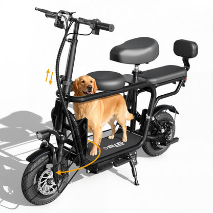 EILLEO US12 | 750W Electric Scooter with Seat – Pet-Friendly, 20-Mile Range, Storage Basket