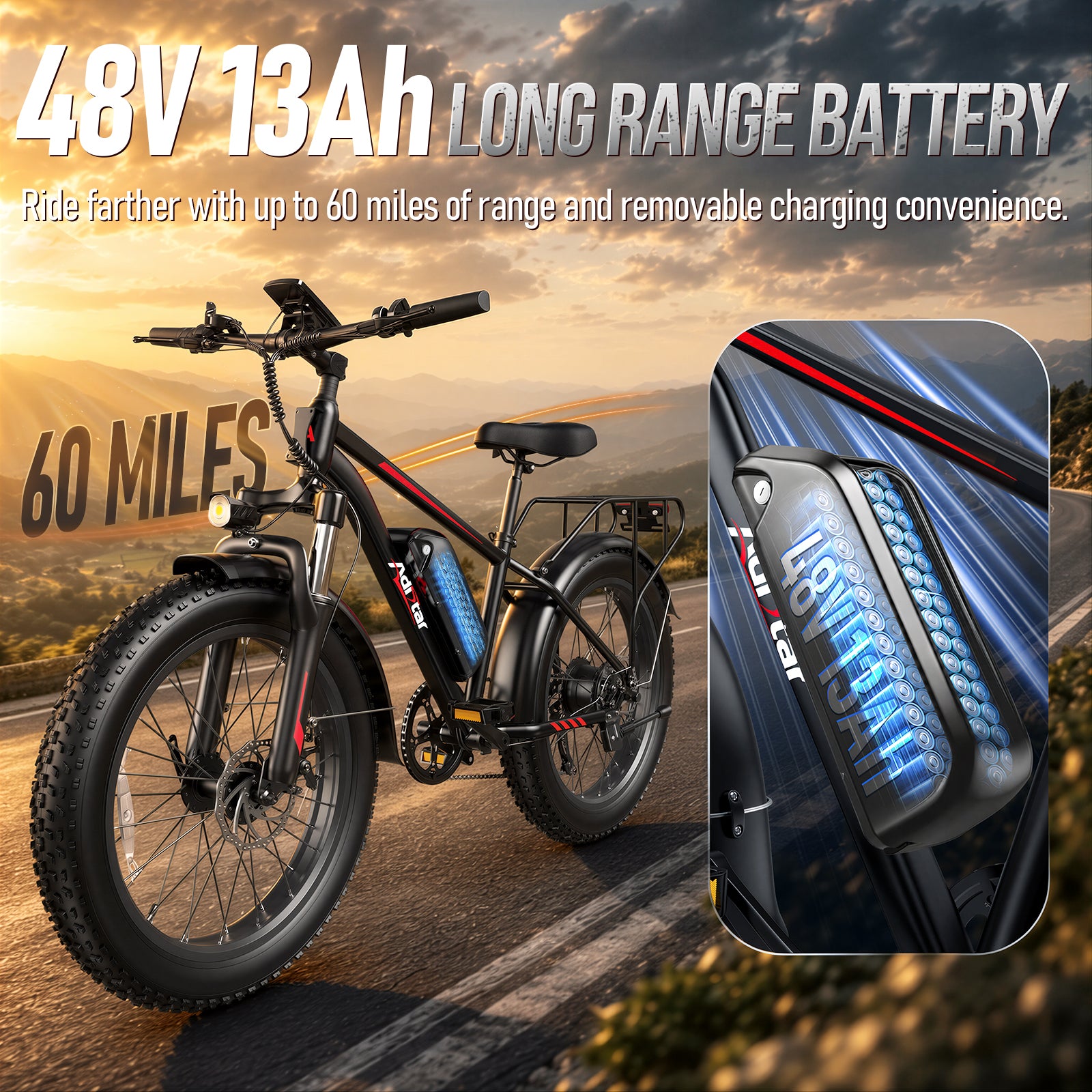 Eilleo adistar F26  26" × 4.0" Fat Tire Mountain Bike