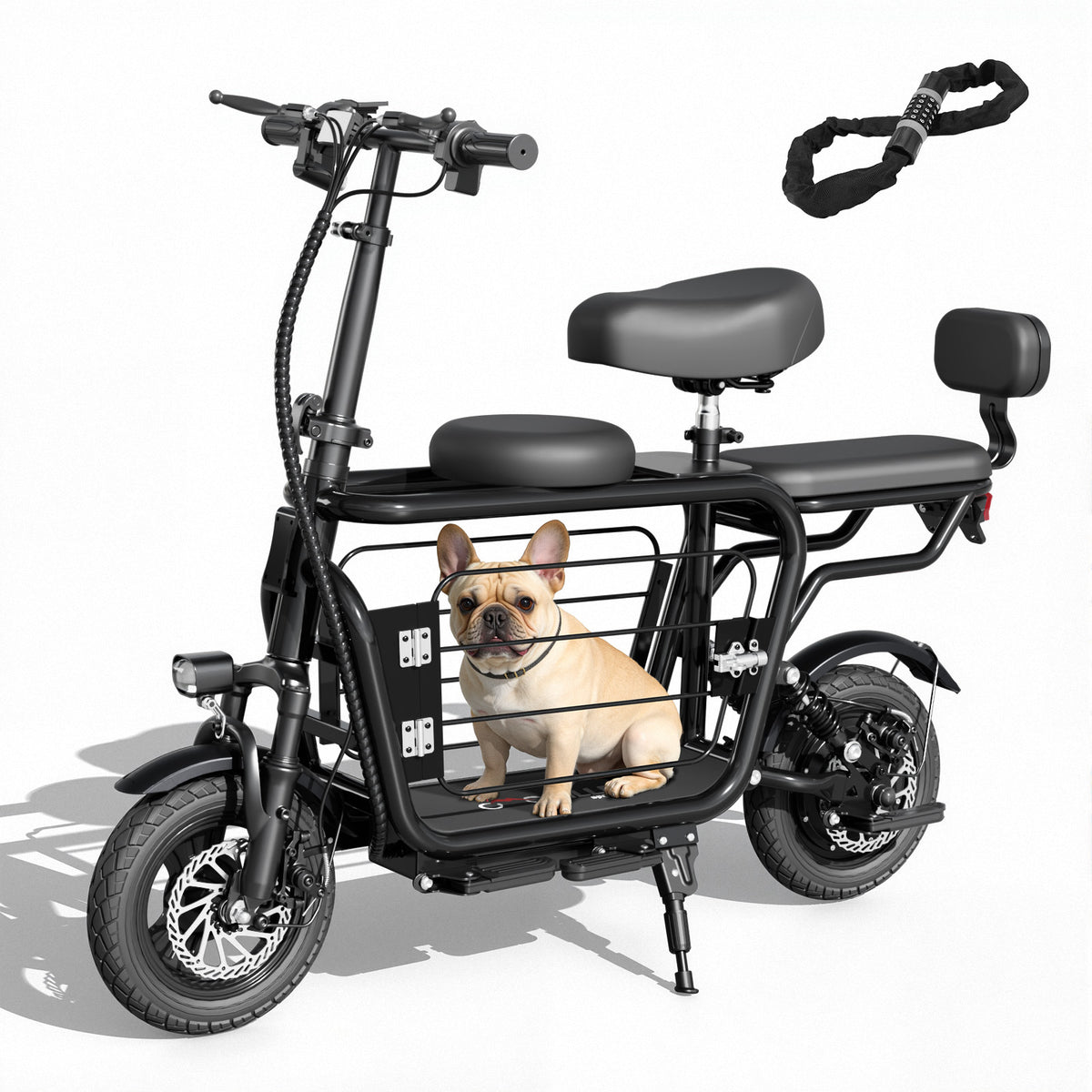 Eilleo Electric Scooter with 3 Seats & Dog Basket