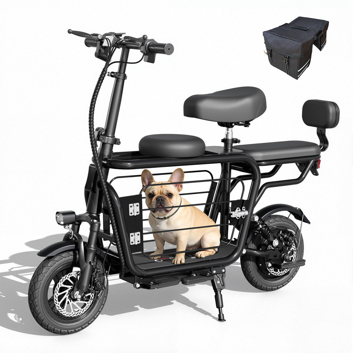 Eilleo Electric Scooter with 3 Seats & Dog Basket