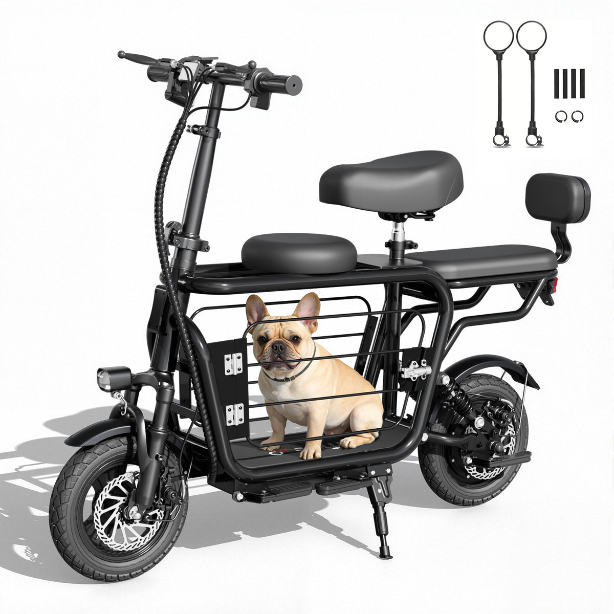 Eilleo Electric Scooter with 3 Seats & Dog Basket