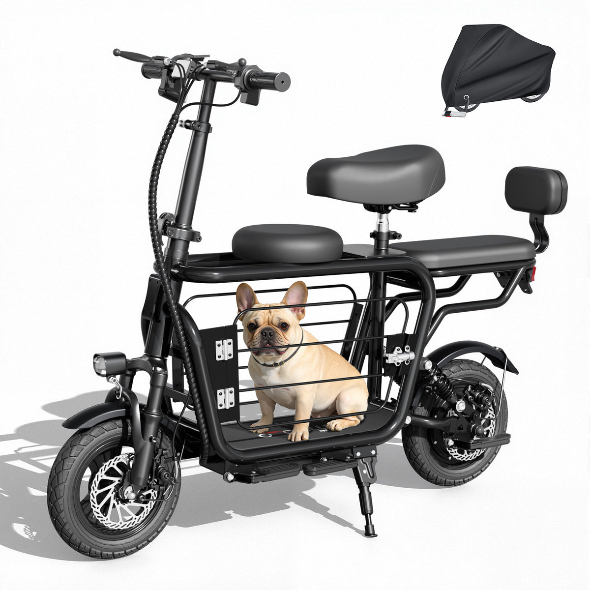 Eilleo Electric Scooter with 3 Seats & Dog Basket