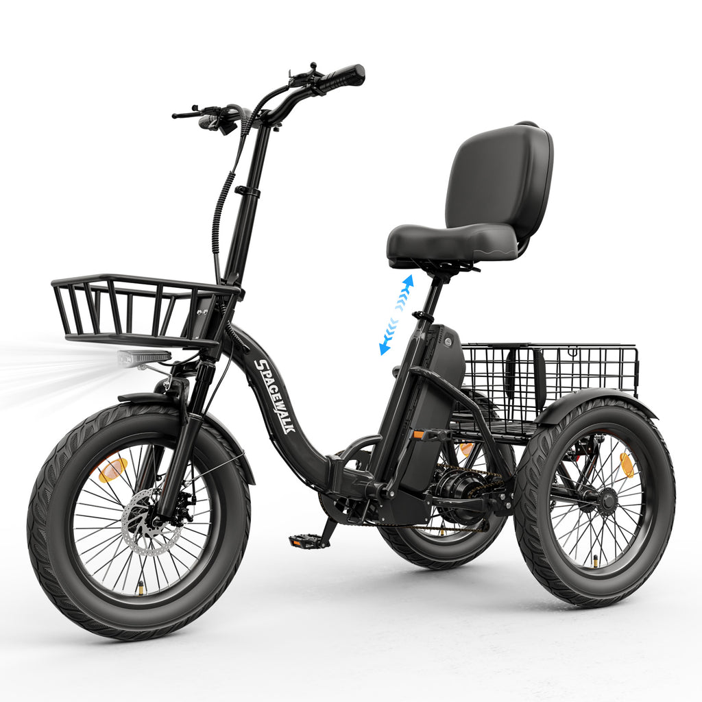 Eilleo Spacewalk U100 18" Folding Electric Trike with Rear Basket