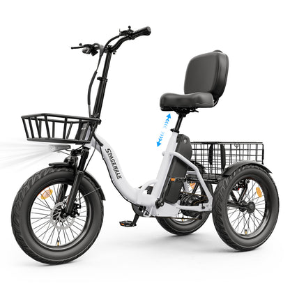 Eilleo Spacewalk U100 18" Folding Electric Trike with Rear Basket