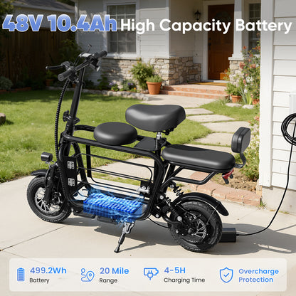 EILLEO US12 | 750W Electric Scooter with Seat – Pet-Friendly, 20-Mile Range, Storage Basket