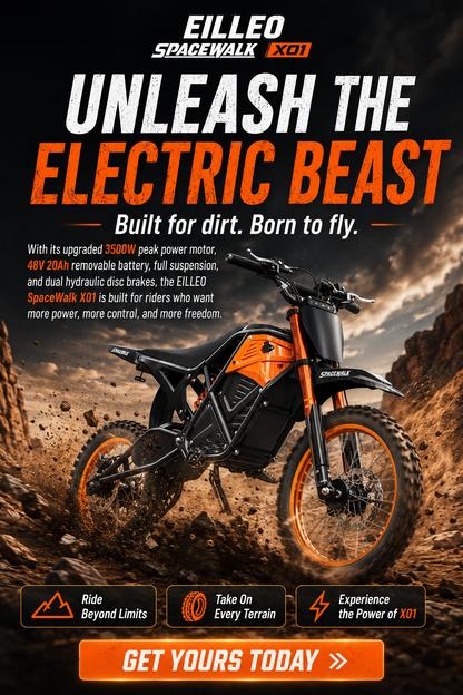 Eilleo SpaceWalk X01 3500W Electric Dirt Bike for Adults with 48V 23Ah Long-Range Battery