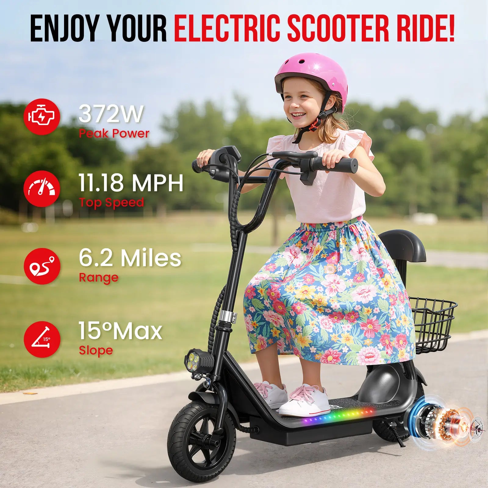 EILLEO Q1 Electric Scooter for Kids with Seat