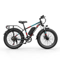 EILLEO Spacewalk  Titan black frames with red and blue stripes folding electric bike with 20x4.0 fat tires and step-thru frame on clean white background