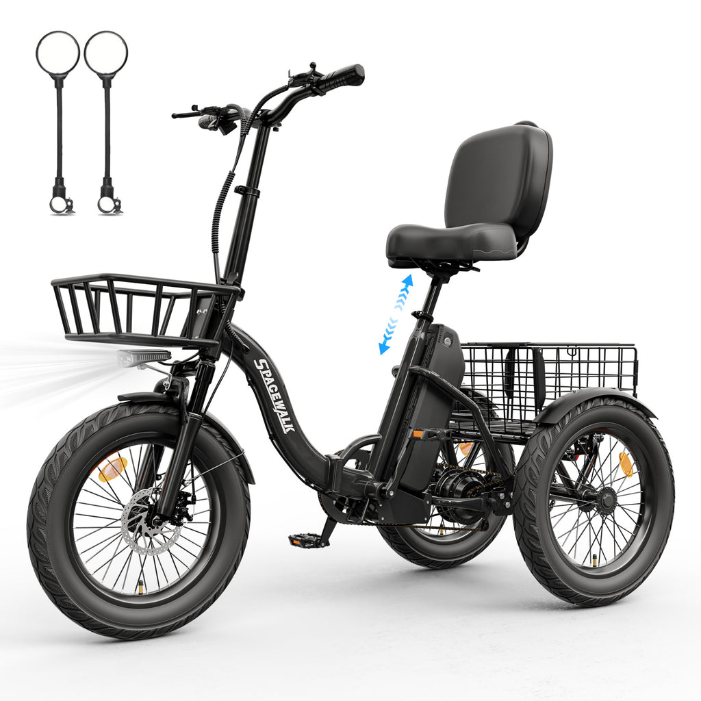 Eilleo Spacewalk U100 18" Folding Electric Trike with Rear Basket