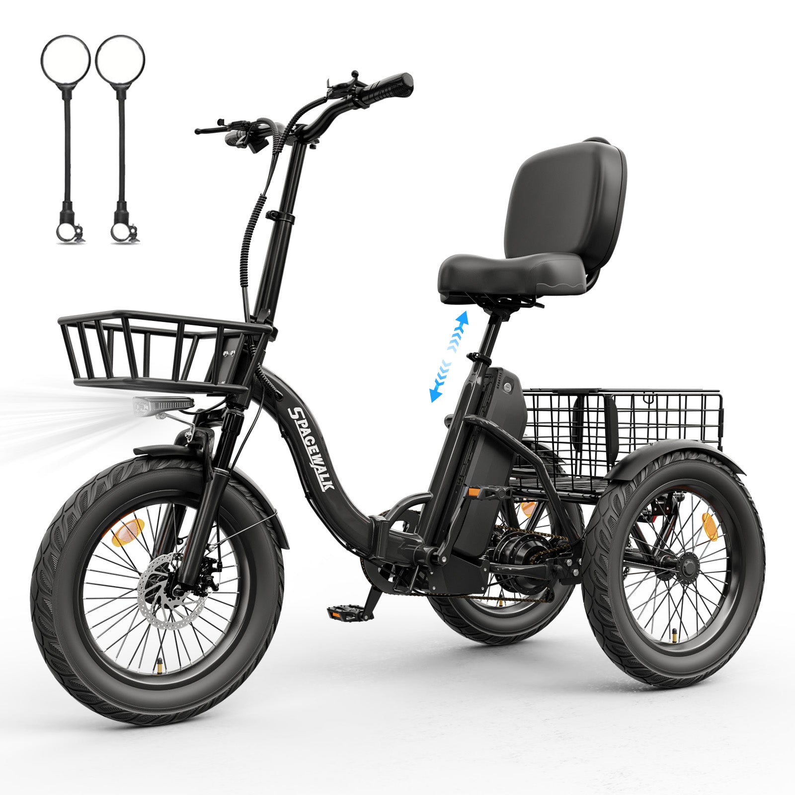 Eilleo Spacewalk U100 18" Folding Electric Trike with Rear Basket